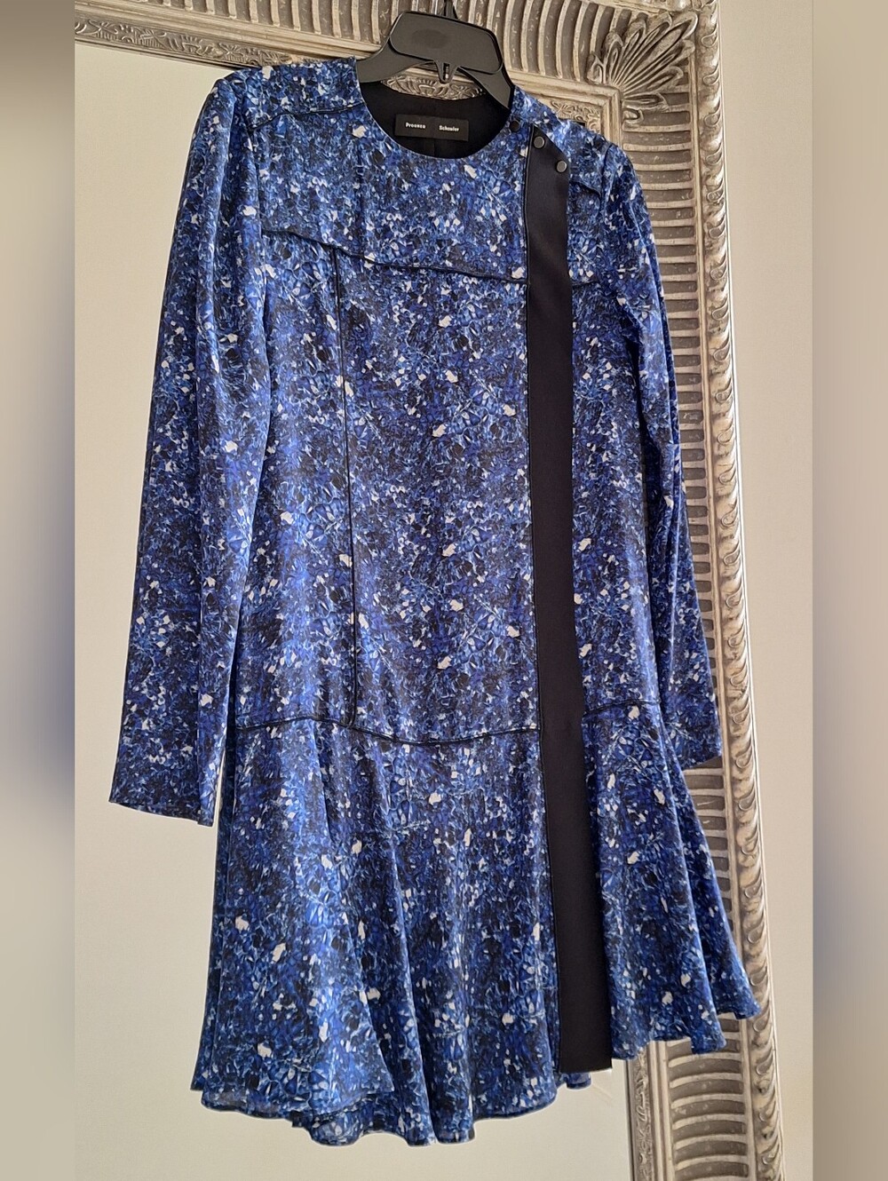PROENZA SCHOULER Micro Printed 100% Silk Georgette Dress US 0 Org $1,290